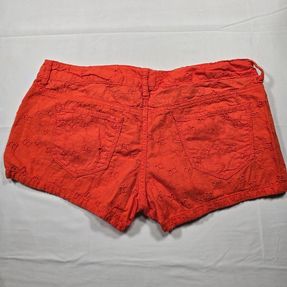 Y2k Aeropostale Womens Orange Eyelet mini Shorts Size 3/4 Boho Summer - Picture 7 of 8